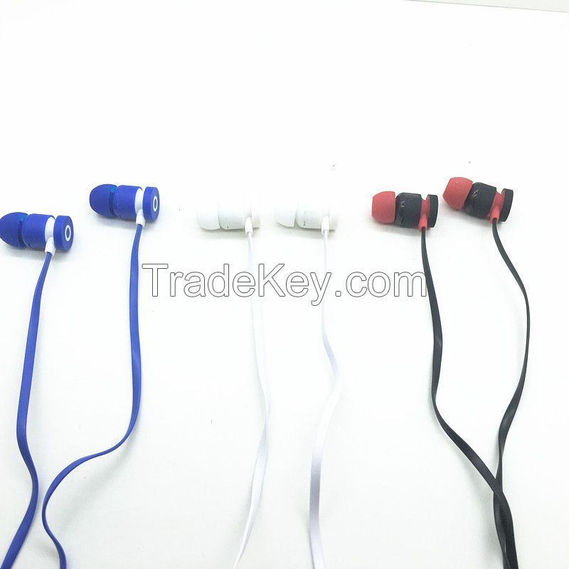 world wide popular flat cable stereo earphone with silicone ear muff