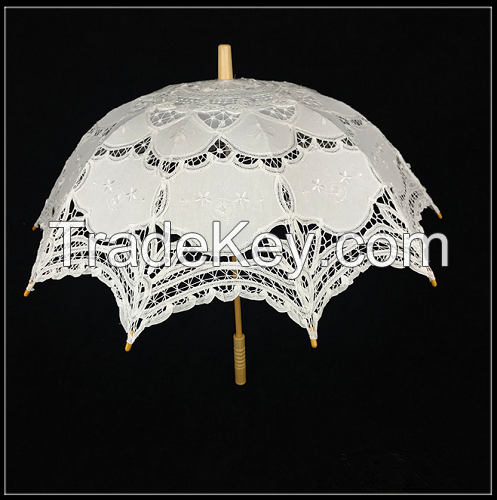 High-end 100% hand-made lace umbrella(white)