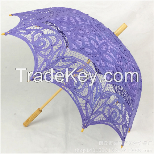 Handcraft  sun umbrella with  lace macrame (purple)