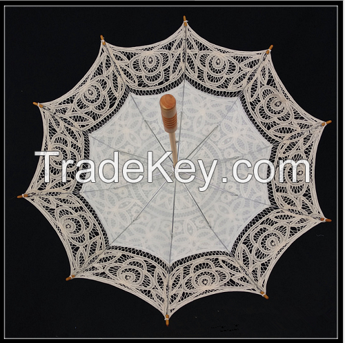 100% Hand Made Lace Sun Umbrella For Western Court Weddings White 