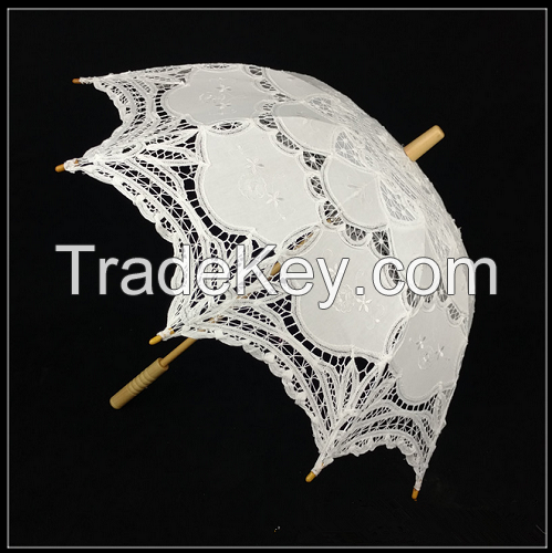 High-end 100% hand-made lace umbrella(white)