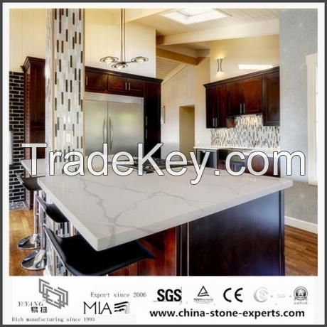 Beautiful Calacatta White Quartz Kitchen Countertops for Home Design(YQW-QC0629030) 