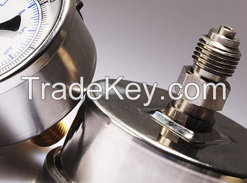 Back connection oil filled pressure gauge 