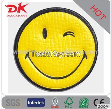Promotional self adhesive embossed leather stickers for leather case