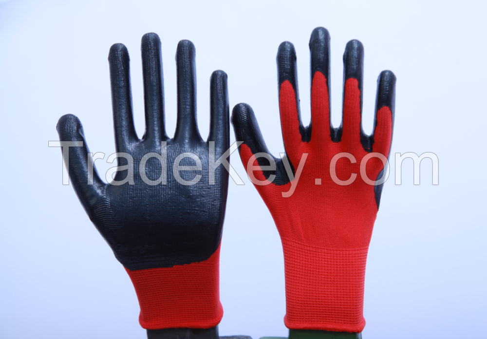 2016 New Style Nitrile Polyester Cheap Working Glove