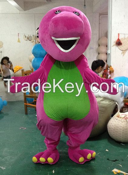 New Arrival Barney Dinosaur Mascot Costumes Halloween or Christmas Supply Cartoon Character Adult Size