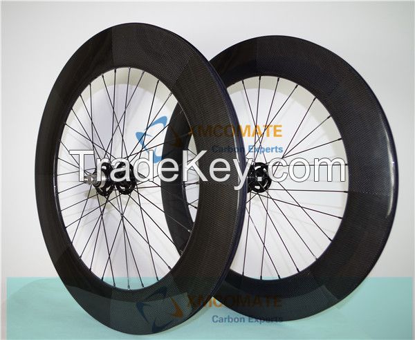 CARBON FIXED GEAR WHEEL 700C CARBON ROAD BICYCLE WHEEL CERAMIC HUB CARBON WHEELS 88MM CLINCHER STRAIT PULL/XMCOMATE