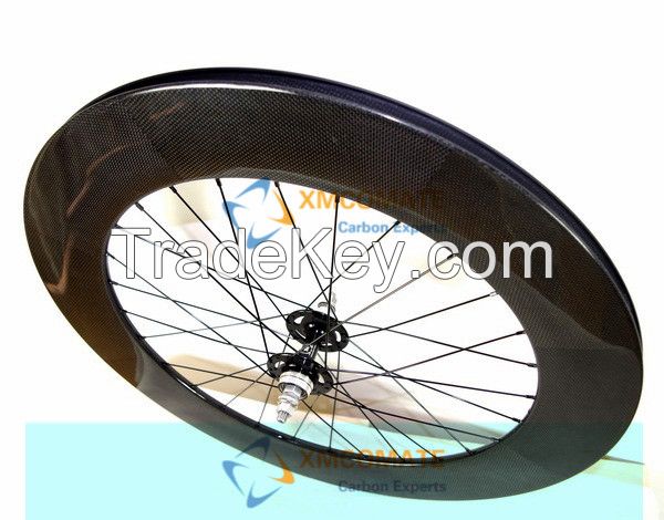 CARBON FIXED GEAR WHEEL 700C CARBON ROAD BICYCLE WHEEL CERAMIC HUB CARBON WHEELS 88MM CLINCHER STRAIT PULL/XMCOMATE