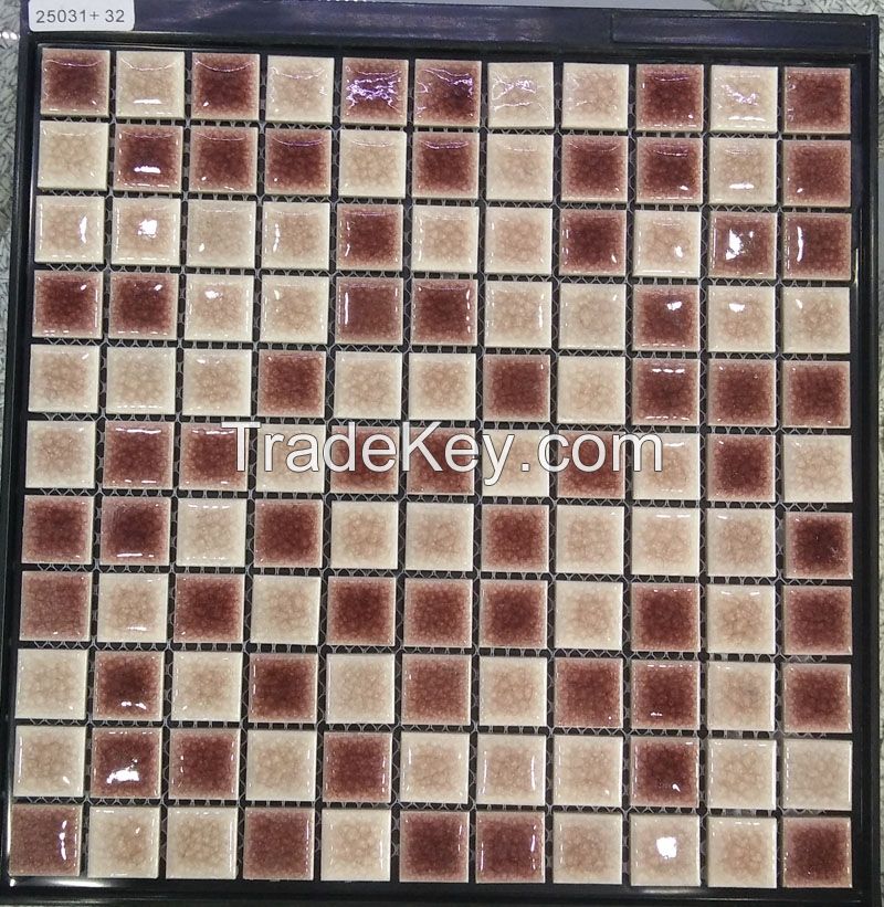 Decoration Material Mixed Color Polished Ceraminc Mosaic Tile for Floo