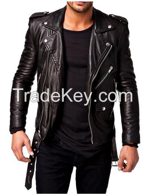 Leather Biker Jacket with belt best price