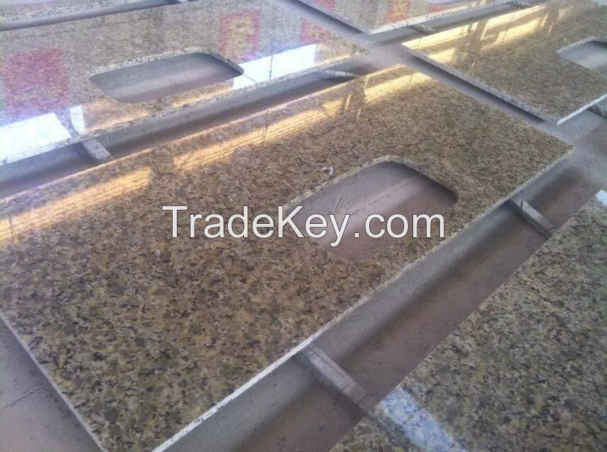 Brazil Butterfly Yellow Granite Bathroom Granite Vanity Top