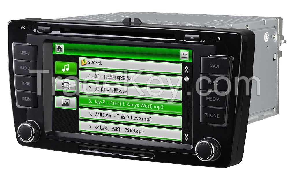 2DIN Car gps dvd player for Skoda Octavia 2007-2013 with RDS iPod bluetooth DVD SD USB mirror link function M-610