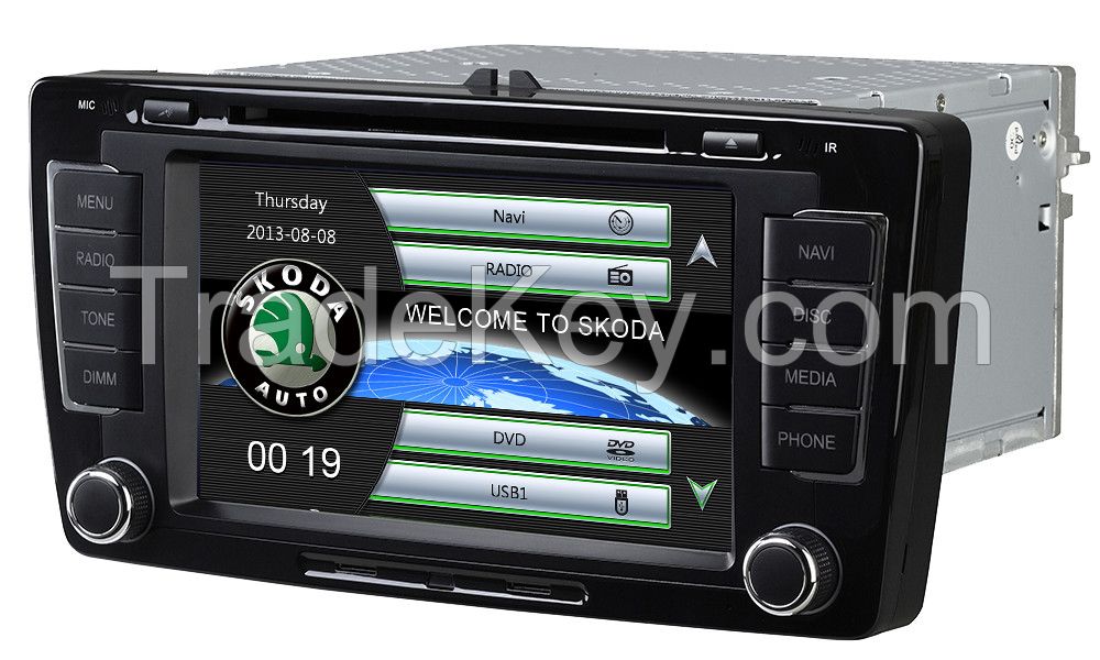 2DIN Car gps dvd player for Skoda Octavia 2007-2013 with RDS iPod bluetooth DVD SD USB mirror link function M-610