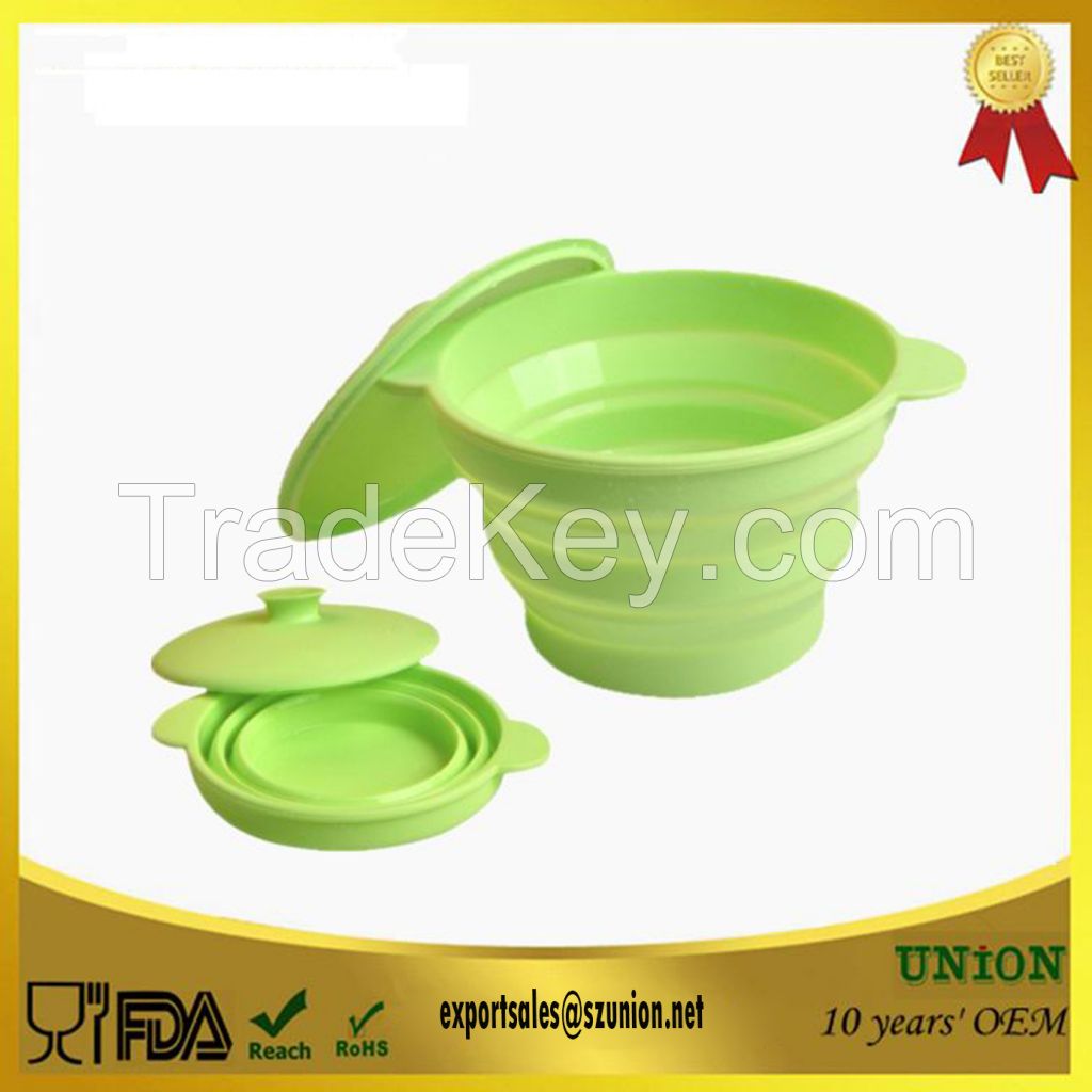 portable, microwave useable, collapsible, foldable silicone bowl