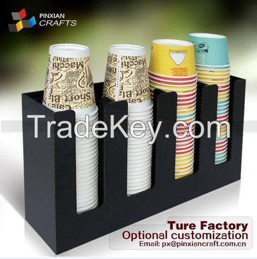 Two grid acrylic receive paper cup frame/plastic beverage holder Disposable paper cup put coffee paper cup frame