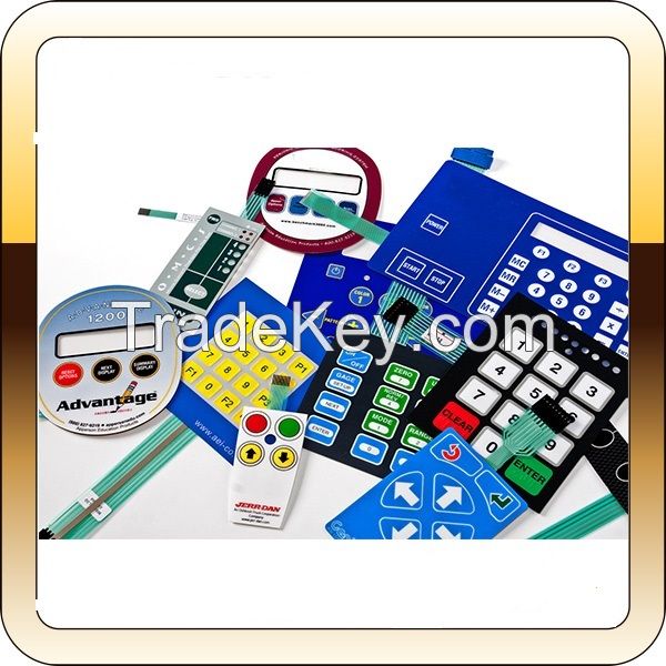 Shield/ flat/ embossed push button keypad membrane switch with LED/LCD