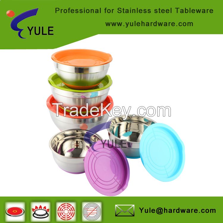 High quality stainless steel mixing salad bowl with lid