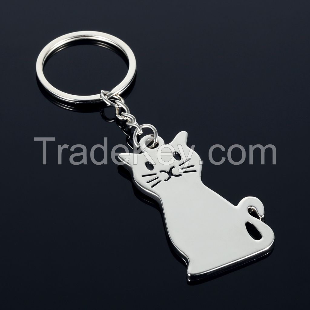 Creative Cute cat metal keychain /key ring