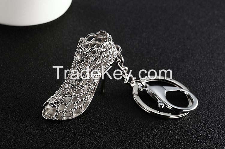 Creative lady's High-heeled shoes metal keychain /key ring