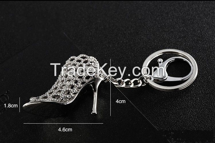 Creative lady's High-heeled shoes metal keychain /key ring