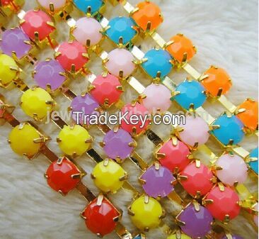 round candy pastel iron acrylic crystal cup chain rhinestone in roll claw jewelry making garment accessoires shoe decorative