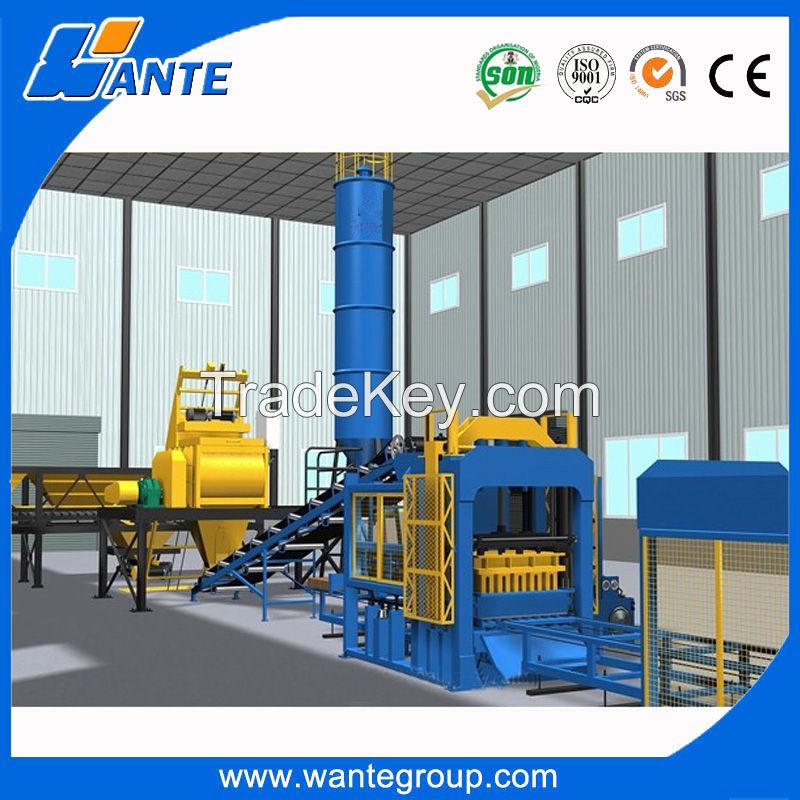 QT4-15 fully automatic concrete hollow brick making machine