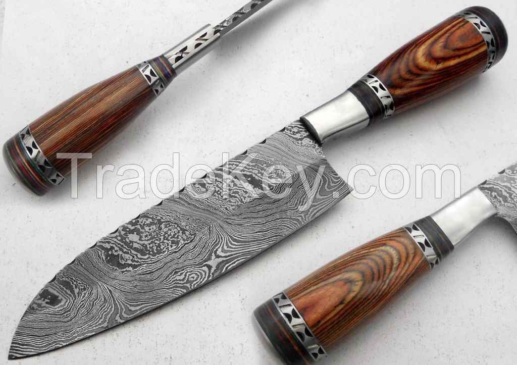 CUSTOM HANDMADE DAMASCUS CHEF KNIVES