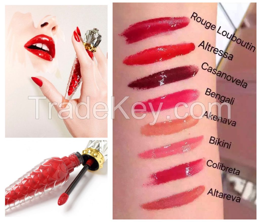 New Hot Christian Louboutin lipgloss waterproof long lasting liquid lipstick mixed colors with satin and black box OEM welcome!