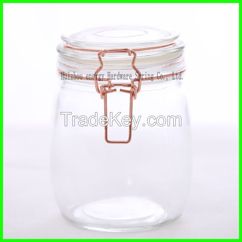 2016 The Newest Lid Metal Clips With Rubber For Round Clear Glass Storage Jars