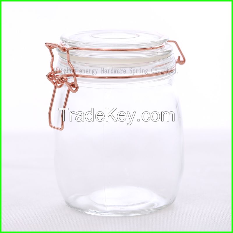 2016 The Newest Lid Metal Clips With Rubber For Round Clear Glass Storage Jars