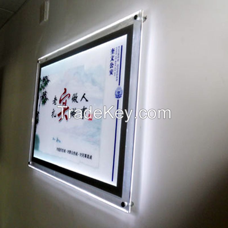 Ultra Thin Acrylic Frameless LED Illuminated Movie Poster Frame Light Box Used for Cinema/ Home Theater decorate