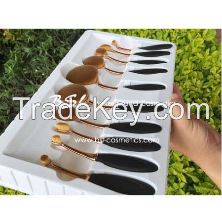 Oval Shape 10PCS Foundation Makeup Brushes All in Set Syntheic Hair