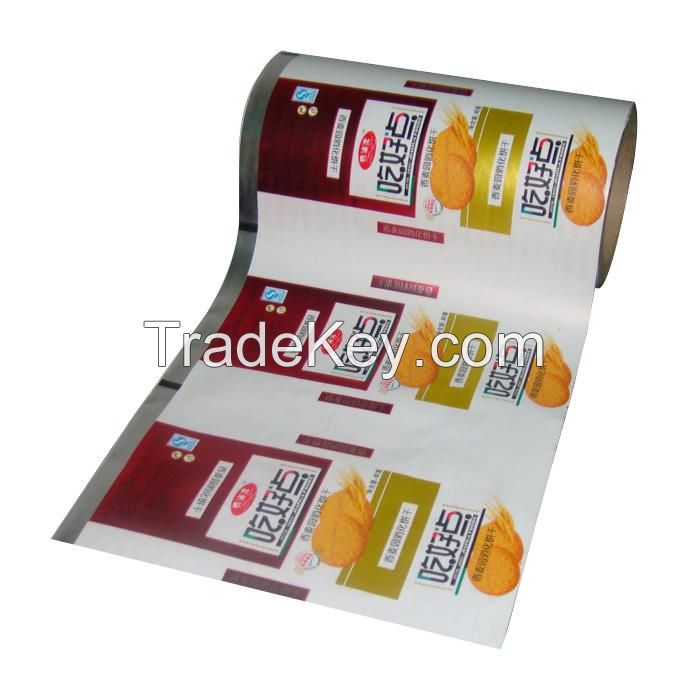 Flexible metallized laminated food grade plastic packing roll film for hard candy/biscuits packaging