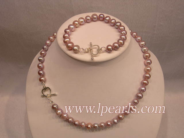 BFJS023 purple potato shaped freshwater pearl necklace & bracel