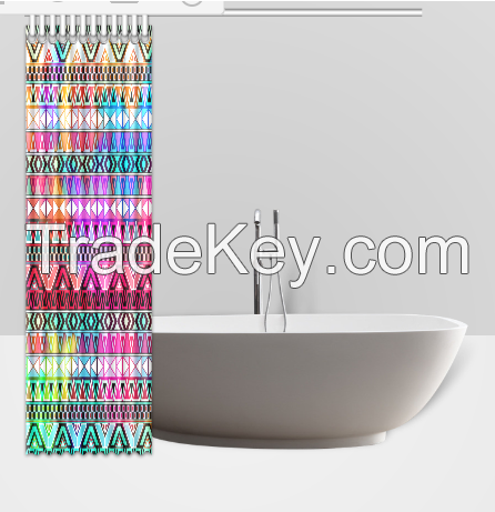 Waterproof Polyester Fabric Custom Shower Curtains 66"(W) x 72"(H) (12 Holes) Printed Design bath curtain