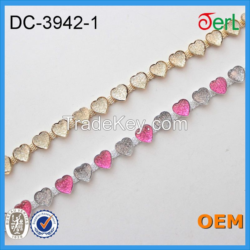 Heartshape Custom Color Resin Stone Strass Chain Trimming