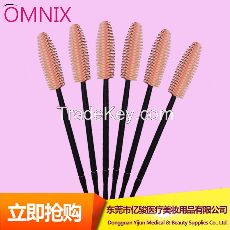 Eyelash extension tool Colorful straight or curved disposable silicone eyelash brush mascara wands applicator brush Makeup tools