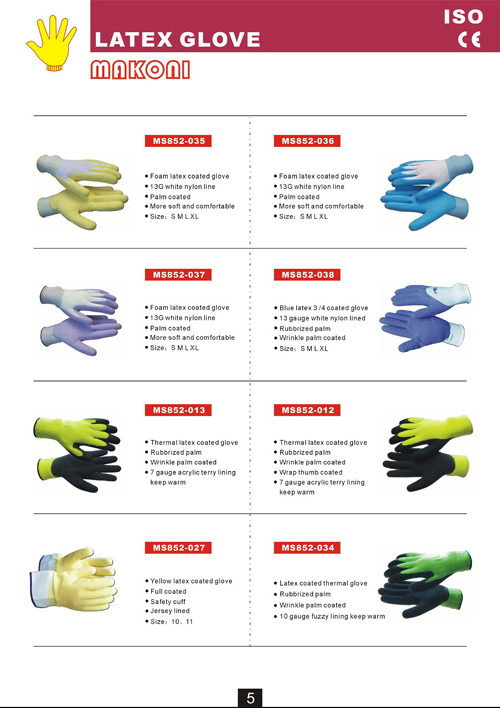 latex coated glove;latex glove