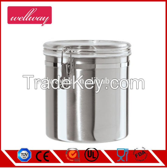 Jumbo Stainless Steel Kitchen Airtight Canister with Clear Arylic Lid