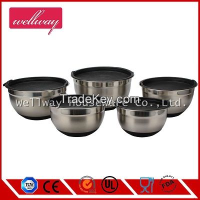 Stainless Steel Non-Slip Mixing Bowls with Lids, 5 Piece Set
