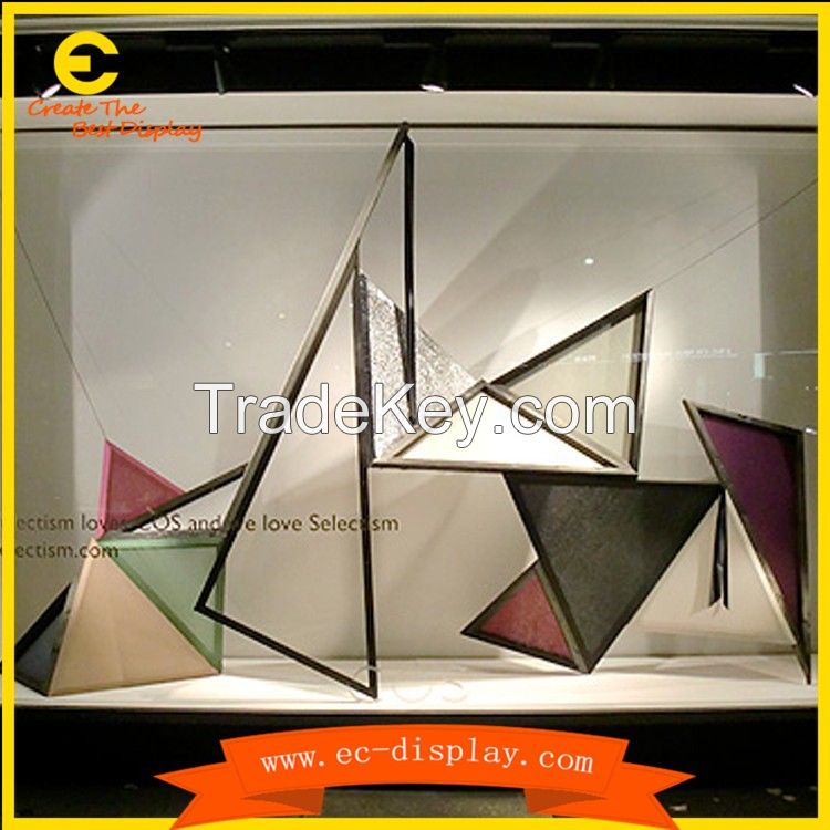 Fashion chic women's clothing store window display props custom metal