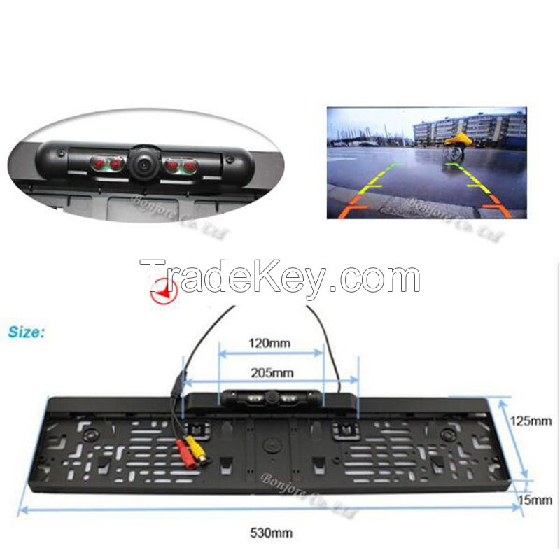Parking assistance 170 Degree CCD Car Reversing camera IR LED night vision license plate license plate holder Rear view cam
