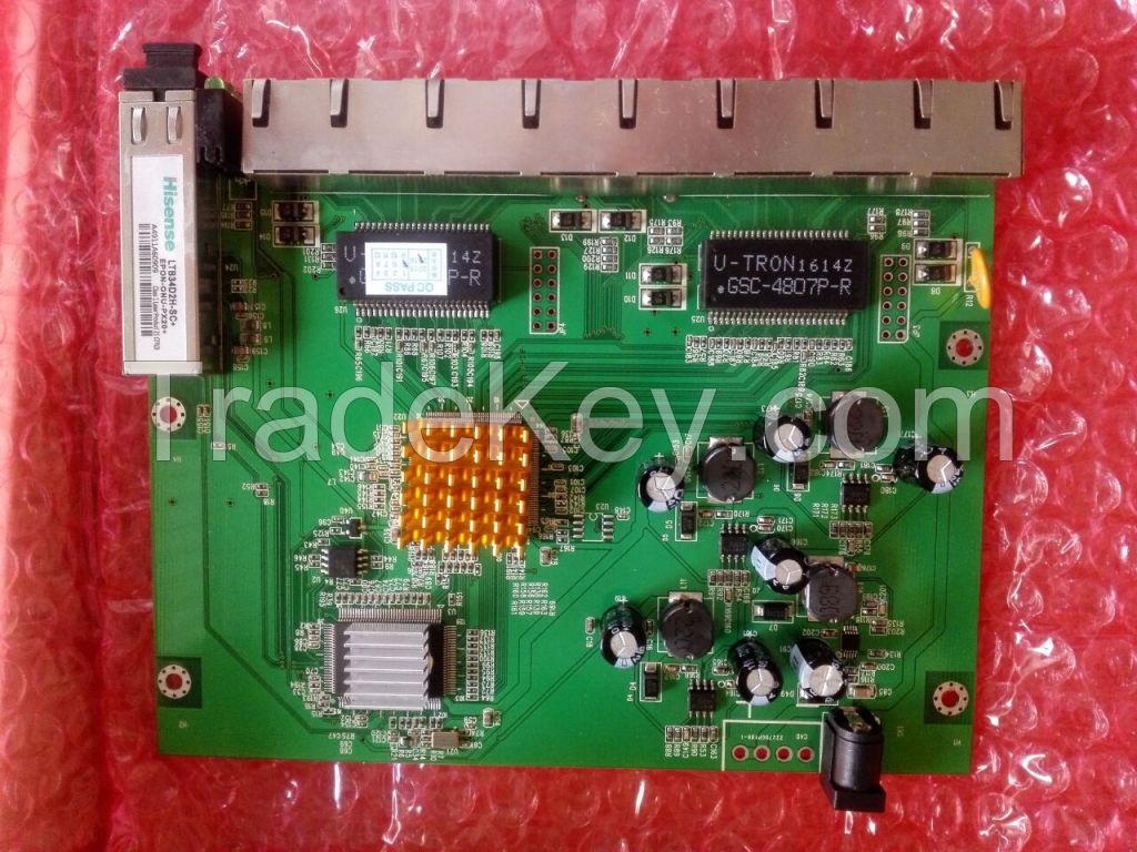PCB board, PD with 8 ethernet ports, reverse POE optical network EPON ONU, 8 ports PCB board