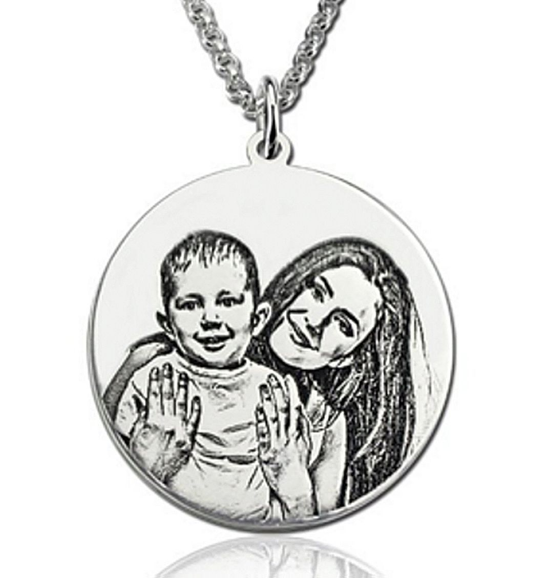 An Awsome Personalized Custom Photo Engrave Silver necklace gift!!!!!