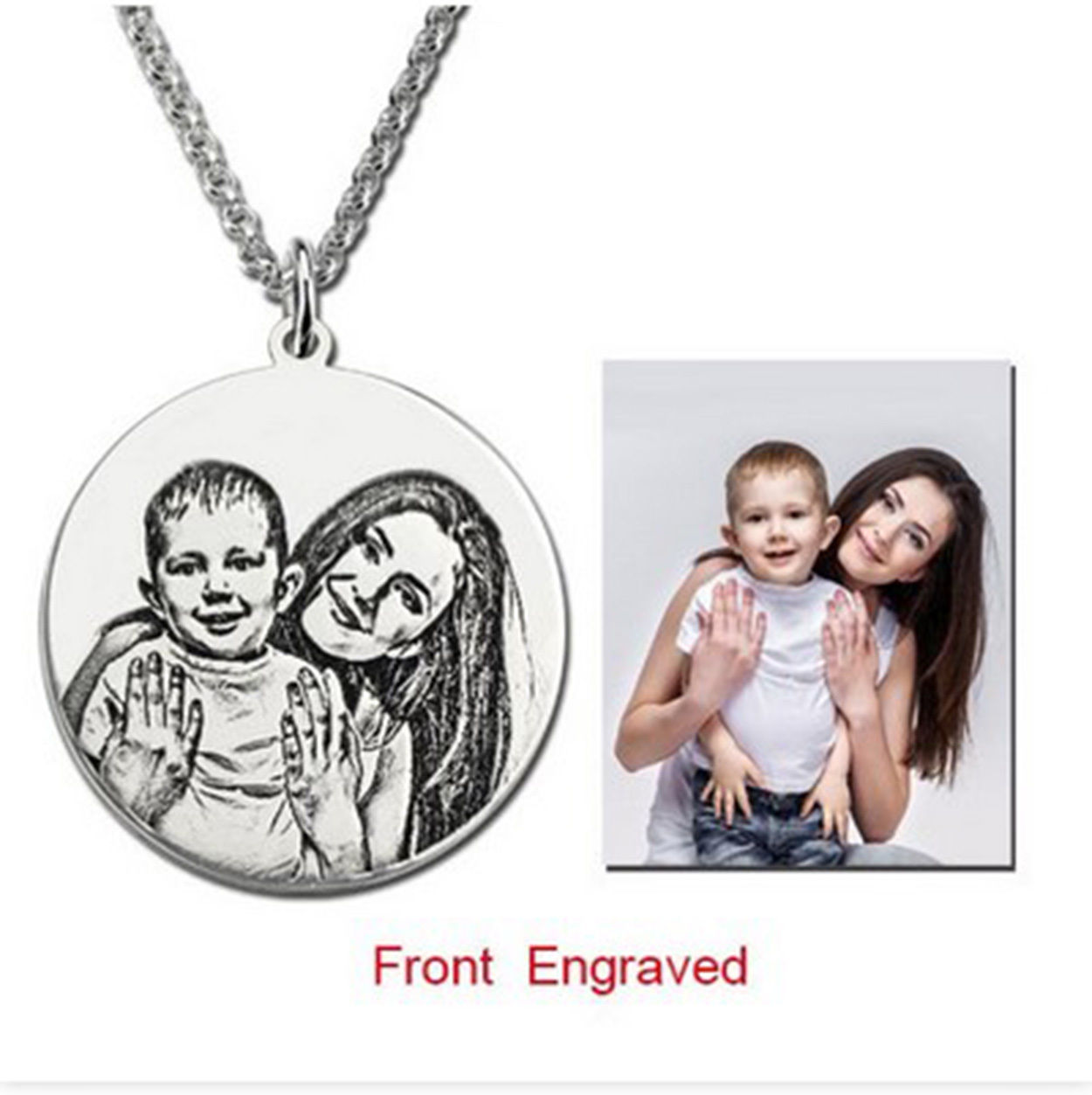 An Awsome Personalized Custom Photo Engrave Silver necklace gift!!!!!