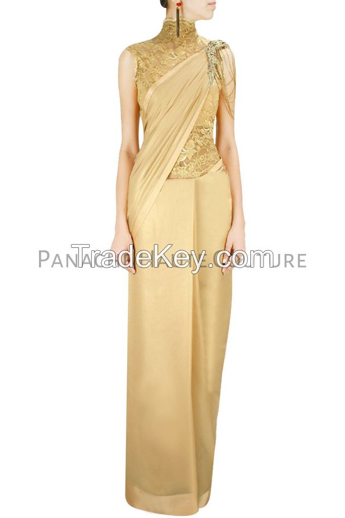 Champagne Beige Color Designer Saree