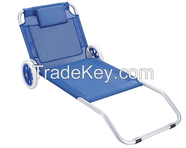 Comfortable/steel chaise lounge with wheels