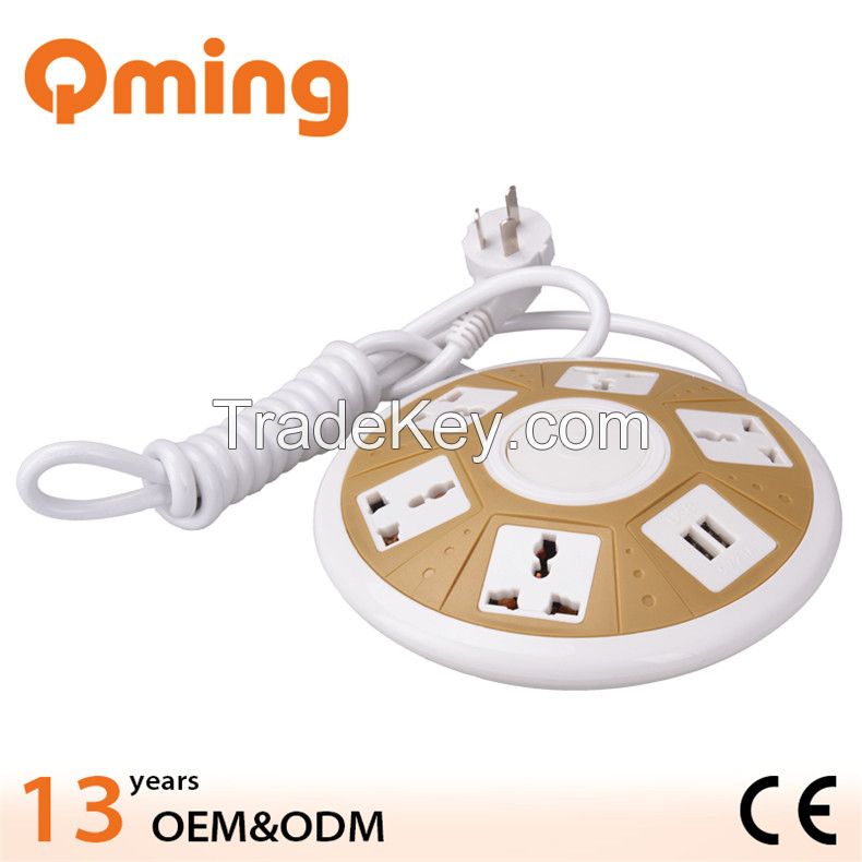 Round 5 gang socket with USB extensiton socket
