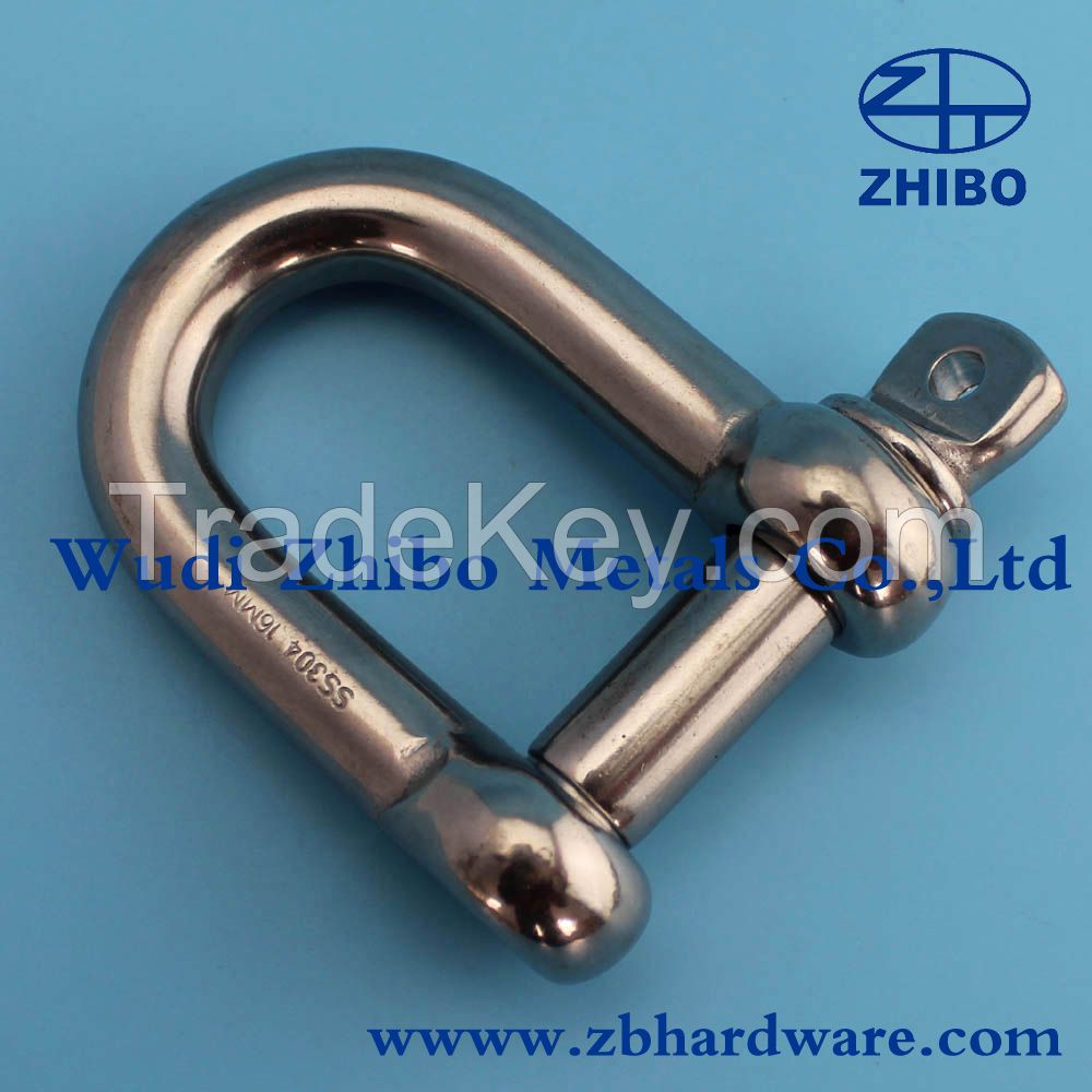 High Quality Grade 316/304 Stainless Steel Shackle Hot Forged D Shackle Type