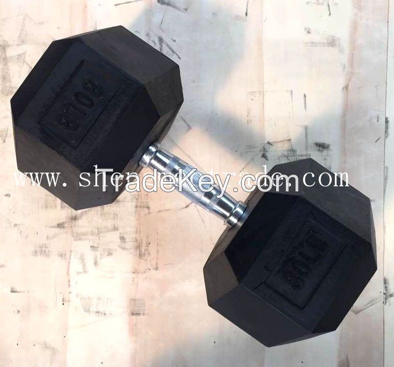 hex rubber dumbbell with high quality 